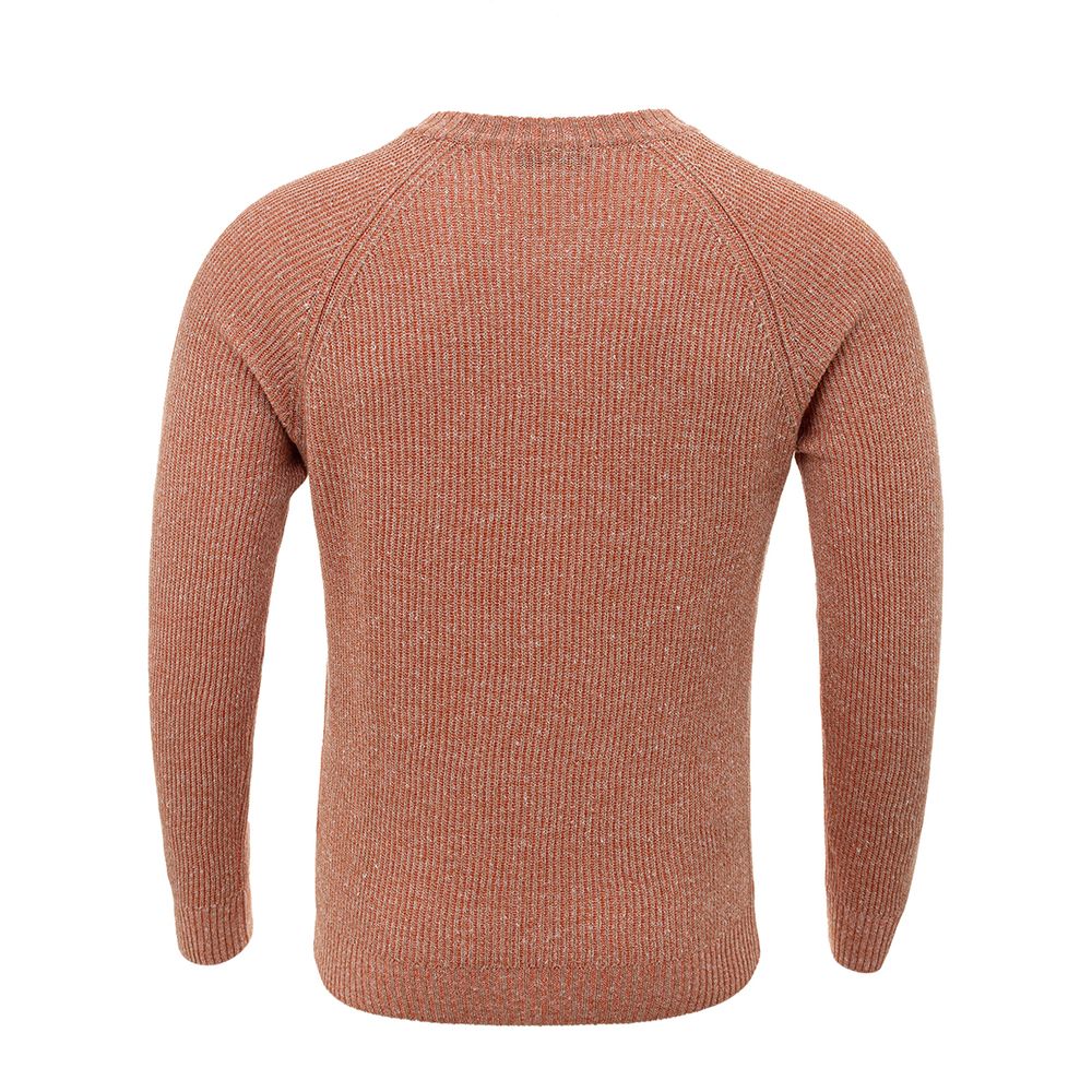 Orange Linen-Cotton Blend Sweater