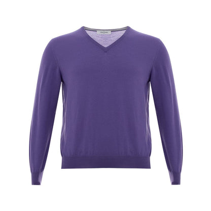 Elegant Purple Wool Sweater for Discerning Men