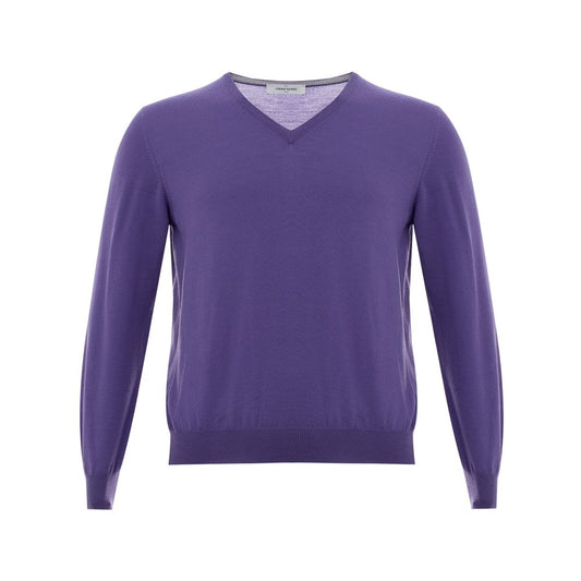 Elegant Purple Wool Sweater for Discerning Men