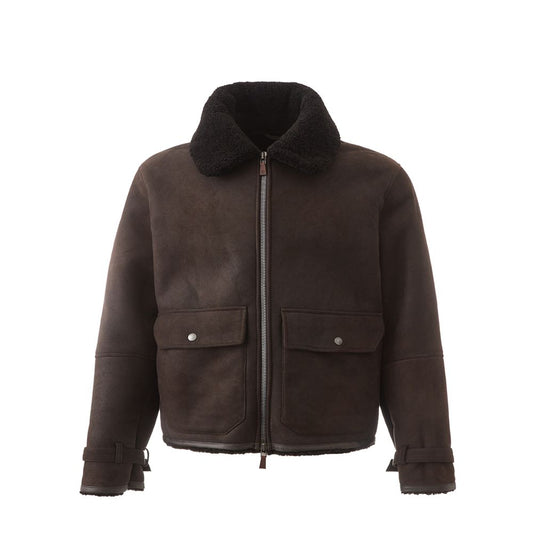 Elegant Montone Leather Brown Jacket