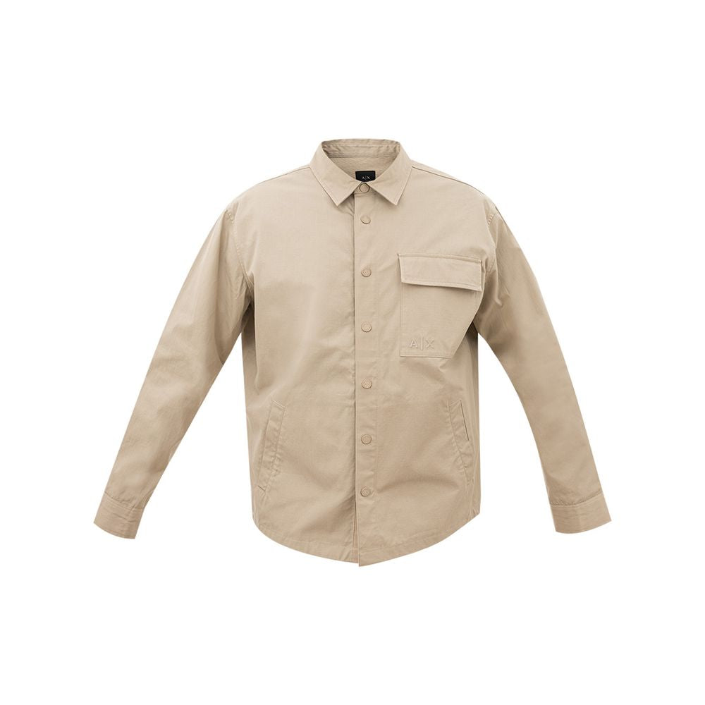 Elegant Beige Cotton Men's Shirt