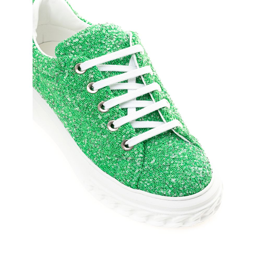 Emerald Elegance Leather Sneakers