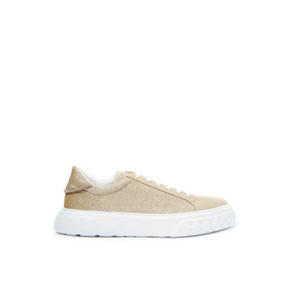 Elegant Gold Leather Sneakers