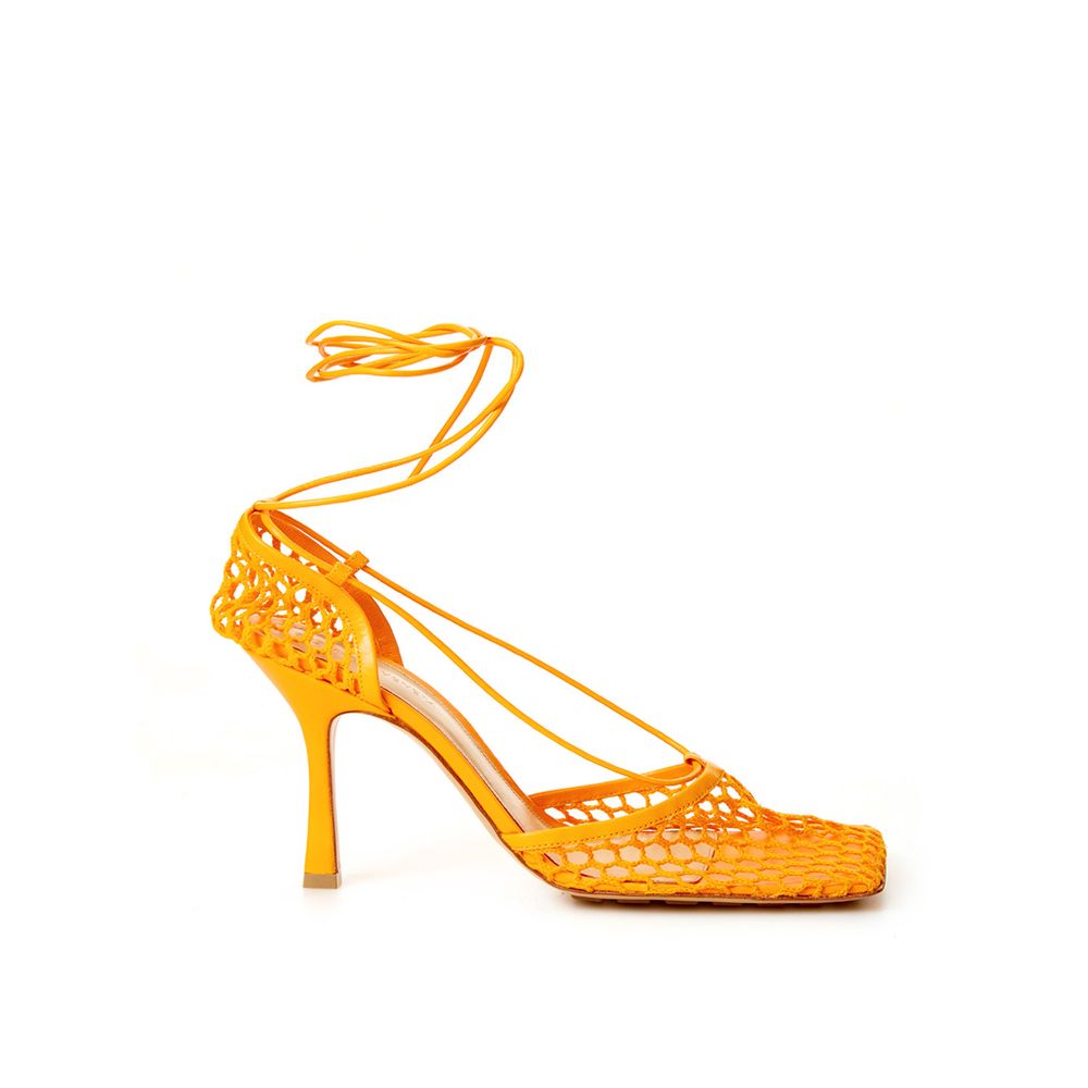 Elegant Orange Cotton Leather Sandals