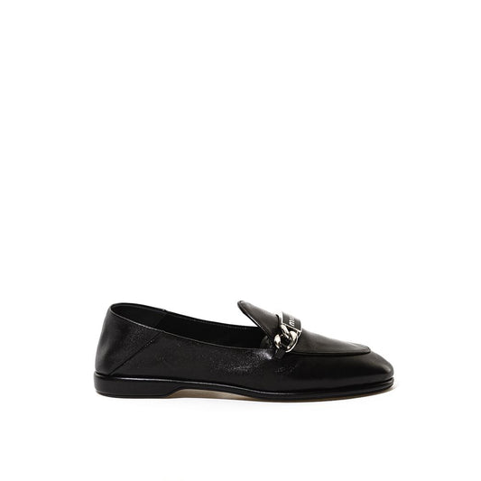 Black Leather Flat Shoe