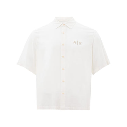 Elegant White Viscose Shirt for Men
