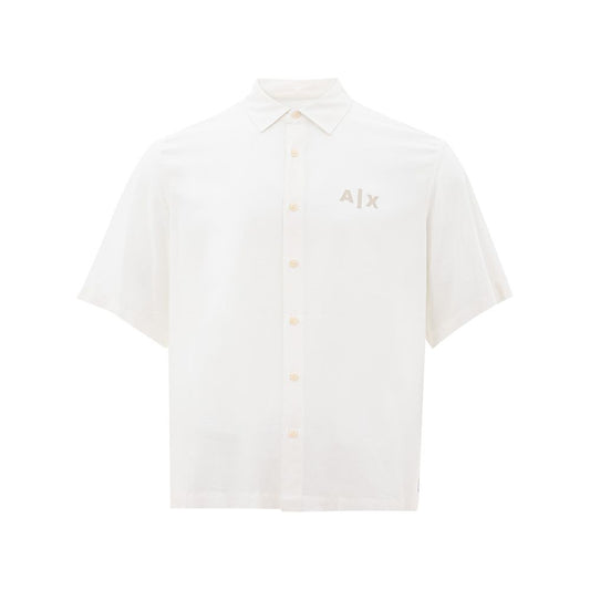Elegant White Viscose Shirt for Men