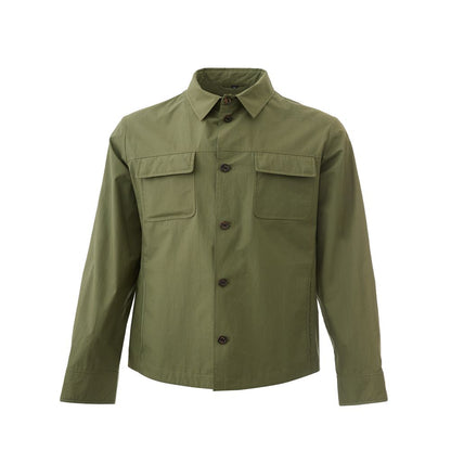 Chic Green Cotton Jacket for Elegant Men