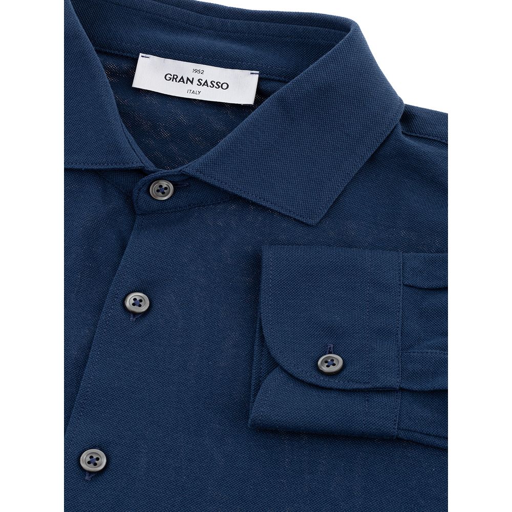 Exquisite Italian Cotton Men's Blue Shirt