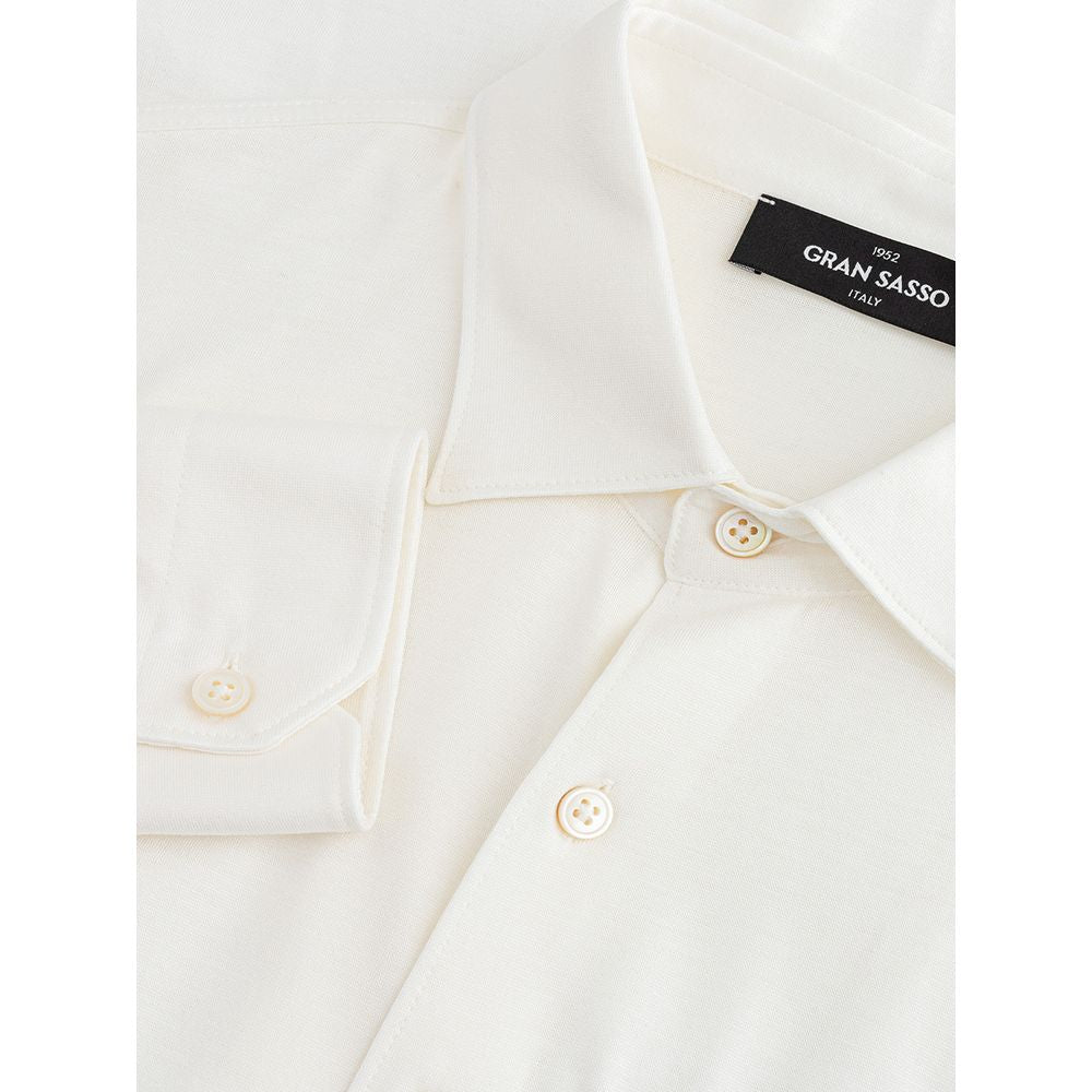 Elegant White Silk-Cotton Blend Shirt