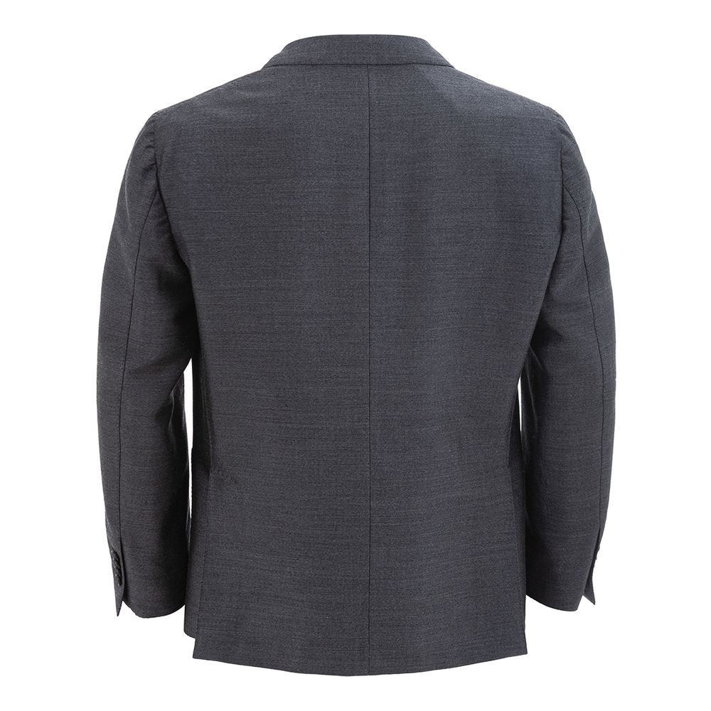 Elegant Gray Wool Jacket for Sophisticated Men