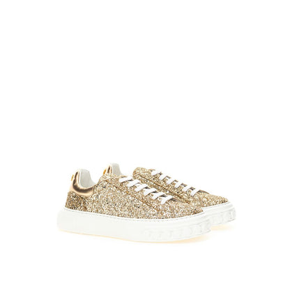 Casadei Gold Leather Sneakers