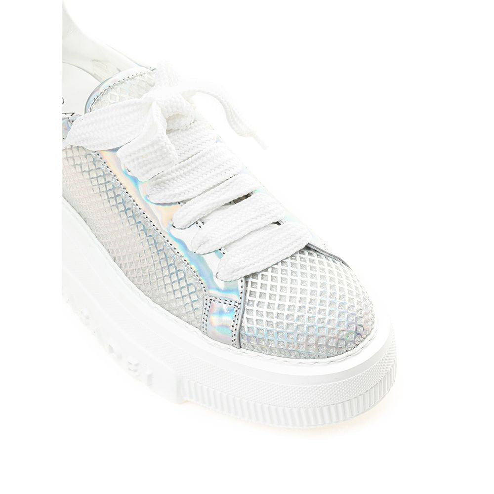 Eco-Leather Chic Silver Sneakers for Women