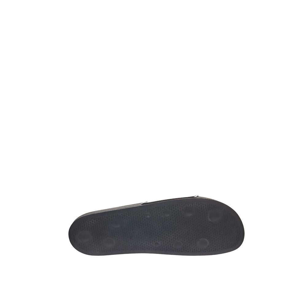 Sleek Black Cotton Sandals for Men