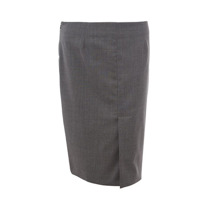 Chic Gray Wool Pencil Skirt