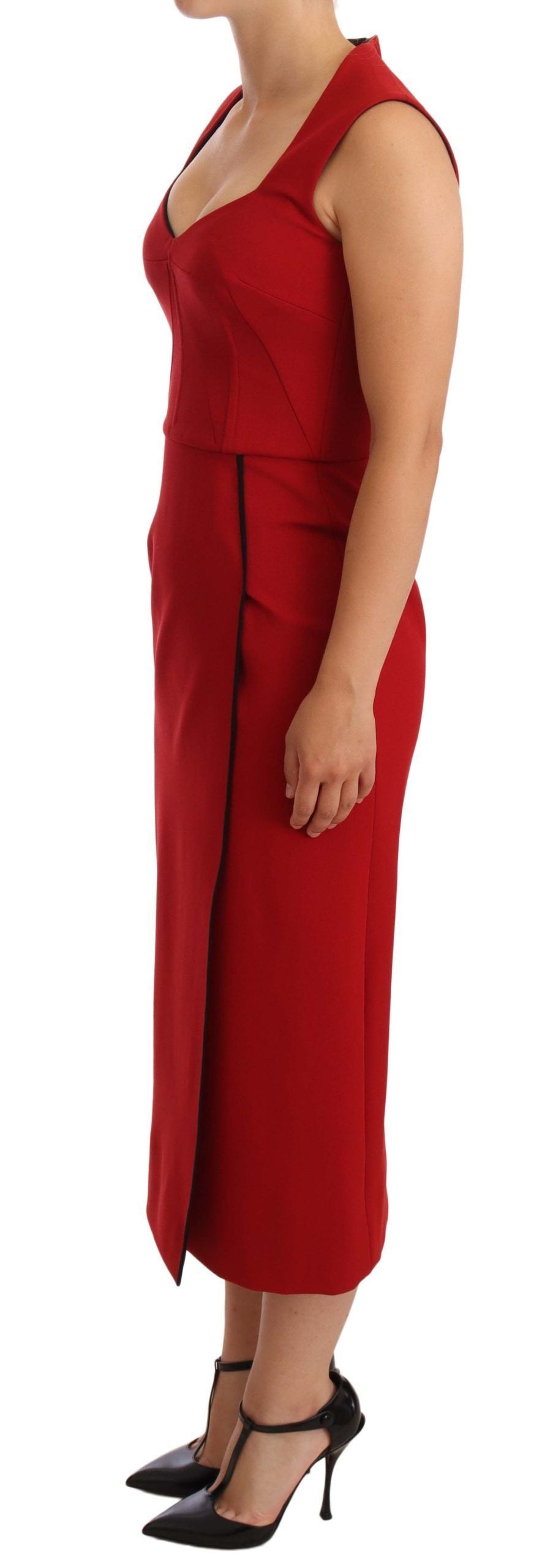Elegant Sweetheart Midi Dress in Red