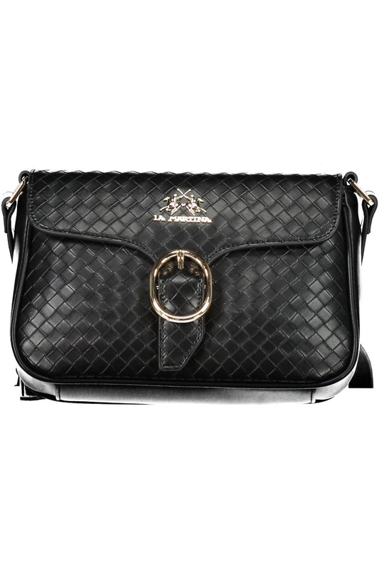 Chic Black Shoulder Bag with Contrasting Details