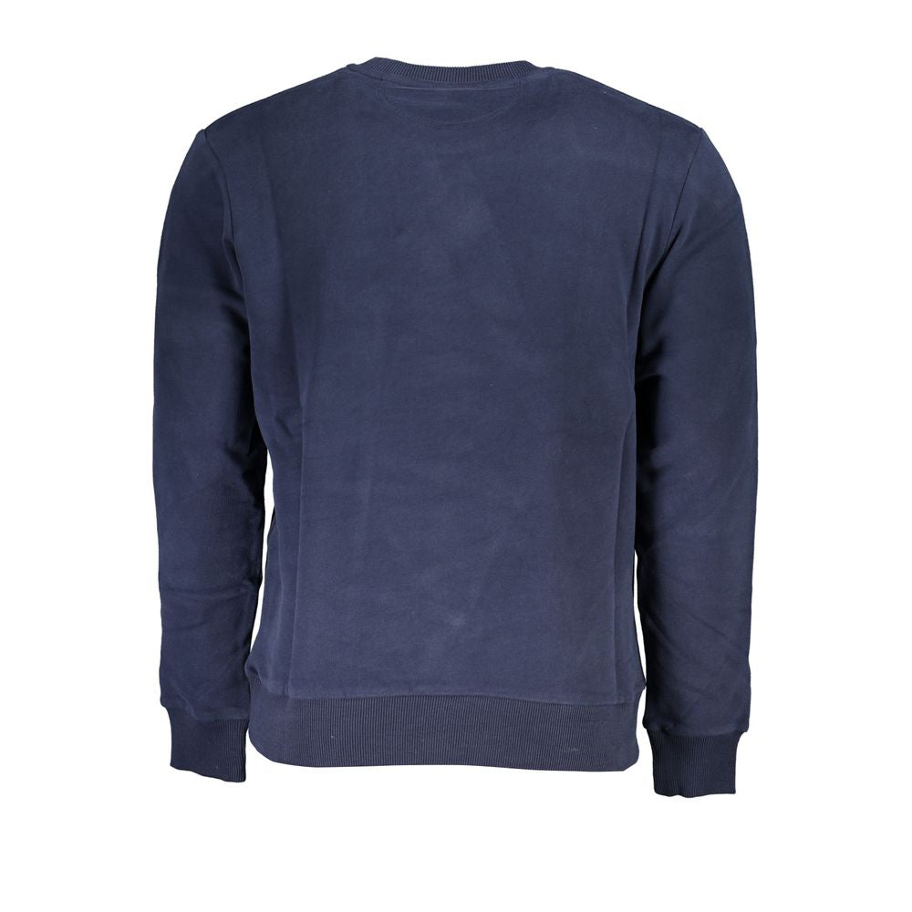 Elegant Blue Crew Neck Cotton Sweatshirt