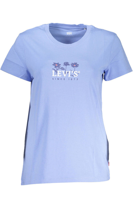 Light Blue Classic Cotton Tee with Print