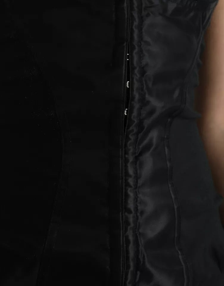 Black Nylon Bodycon Corset Bustier Mini Dress