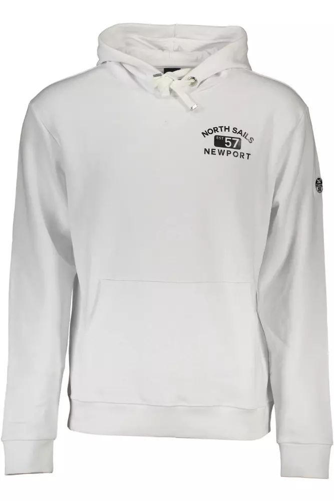 Sleek White Hooded Sweatshirt with Logo Print