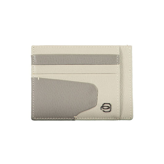 Sleek Gray Leather RFID Card Holder