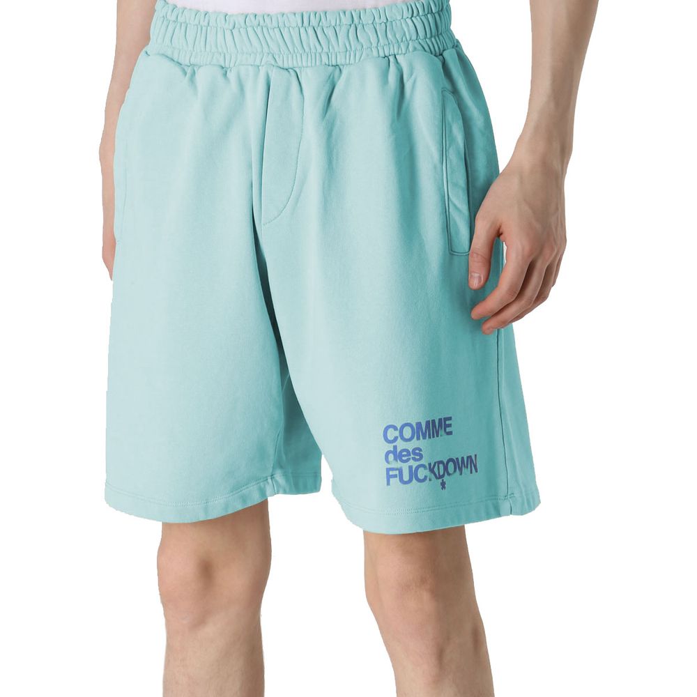 Chic Light Blue Bermuda Shorts with Logo