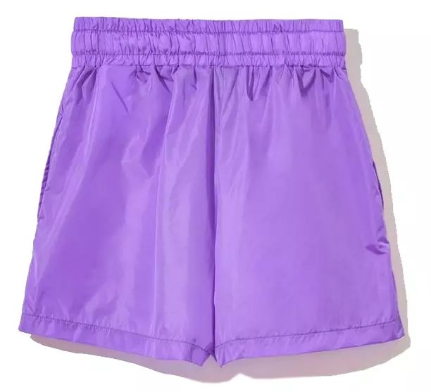 Purple Nylon Bermudas with Logo Detail