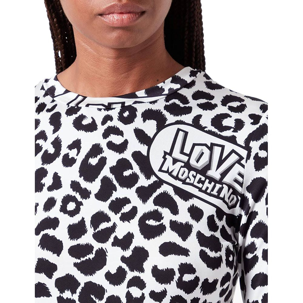 Chic Leopard Print Logo Crewneck Sweater