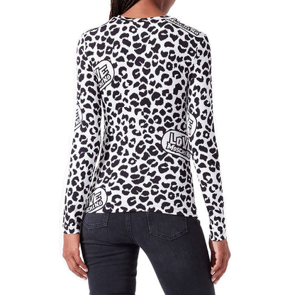 Chic Leopard Print Logo Crewneck Sweater