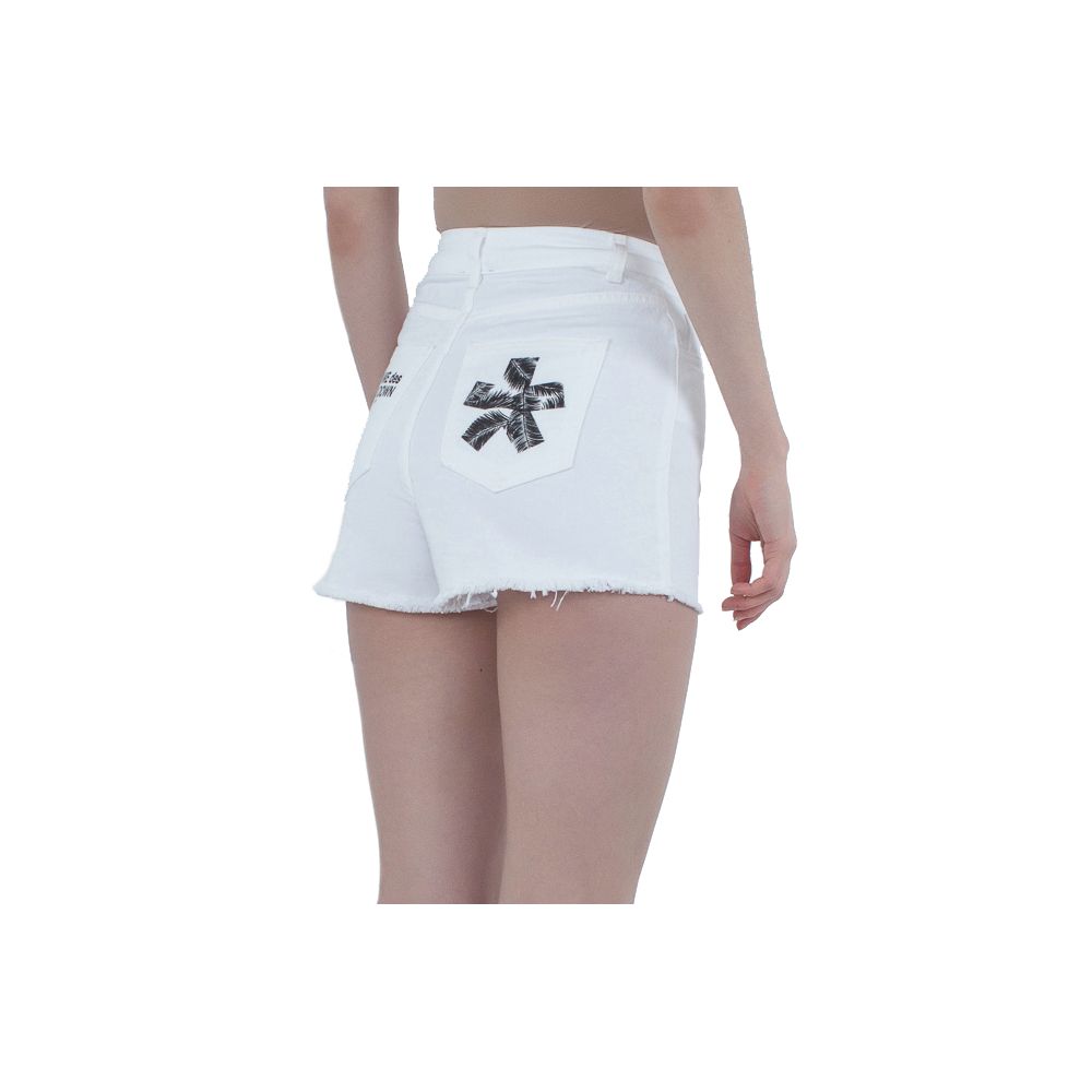 Chic Raw Hem Logo Cotton Shorts