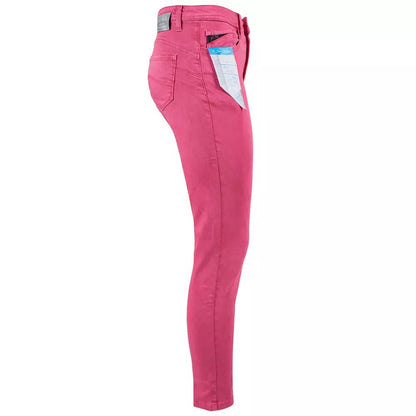 Chic Fuchsia Skinny Jeans with Mini Ankle Slits