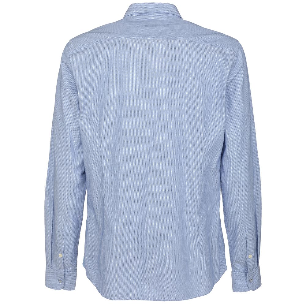 Chic Blue Dot Patterned Button-Up Shirt