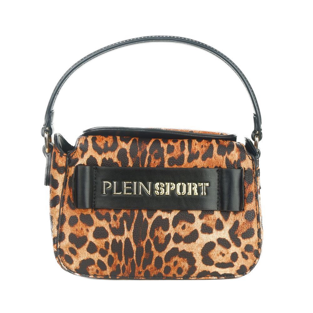 Chic Leopard Print Shoulder Bag with Logo Detail