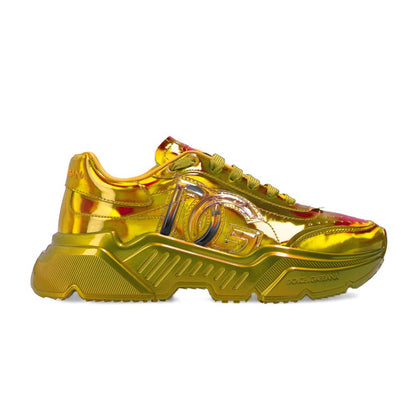 Neon Yellow High-Top Calfskin Sneakers