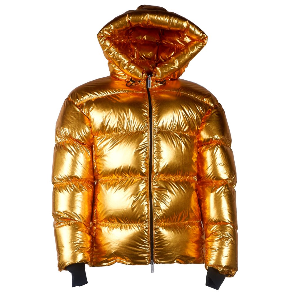 Exquisite Golden Puffer Jacket with Hood