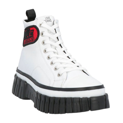 Chic High-top Sneakers with Bold Logo Embroidery