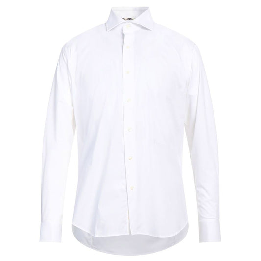 Sophisticated White Cotton Shirt with Embroidered Logo