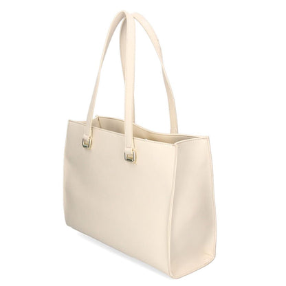 Chic White Faux Leather Shopper Tote