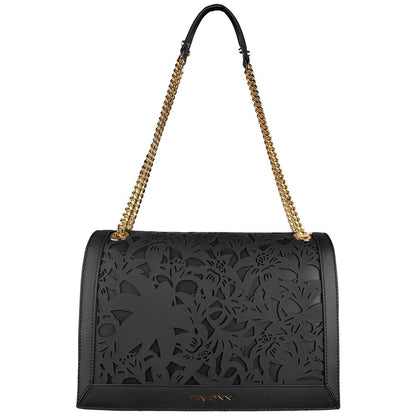 Elegant Floral Calfskin Shoulder Bag