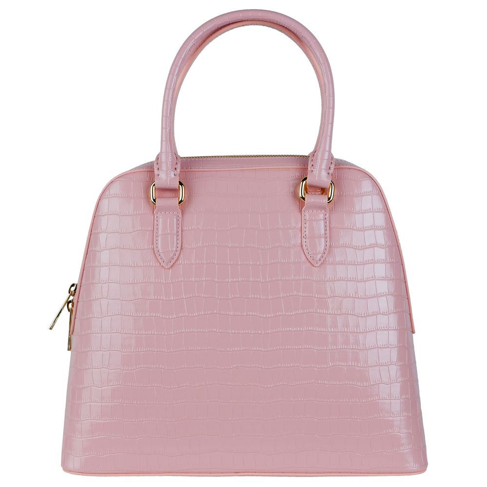 Elegant Pink Python-Print Calfskin Handbag