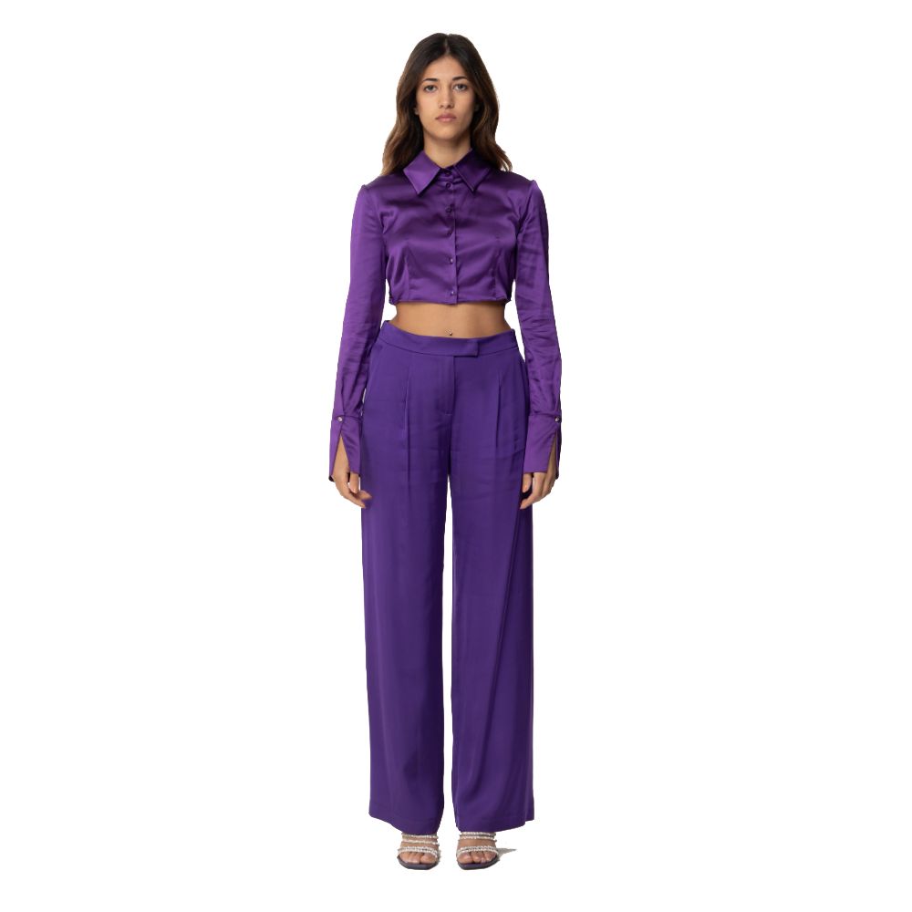 Sleek Satin Crop Blouse in Royal Purple