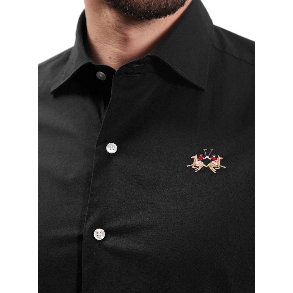 Elegant Black Poplin Cotton Shirt