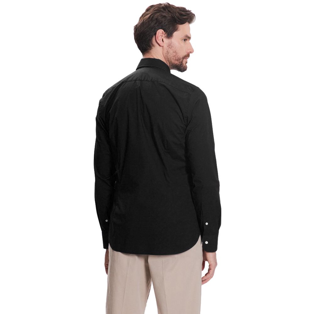 Elegant Black Poplin Cotton Shirt