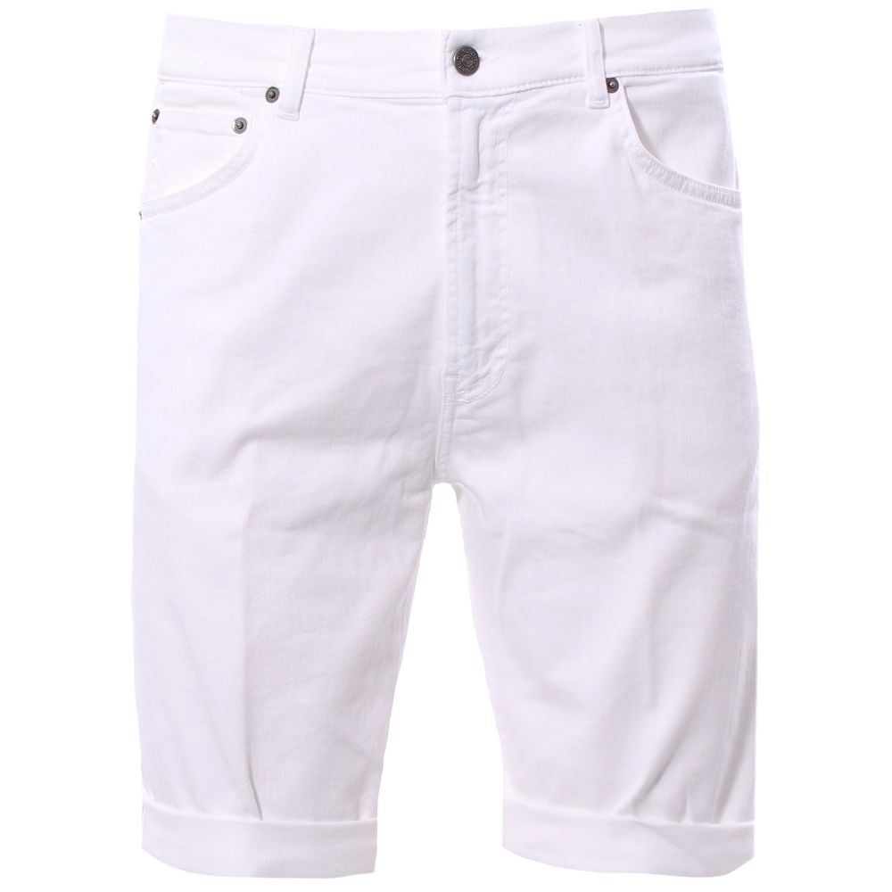 Chic White Stretch Cotton Bermuda Shorts
