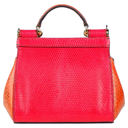 Red Leather Di Crocodile Handbag