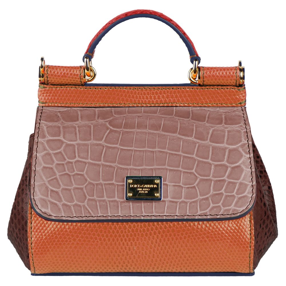 Multicolor Leather Di Crocodile Handbag