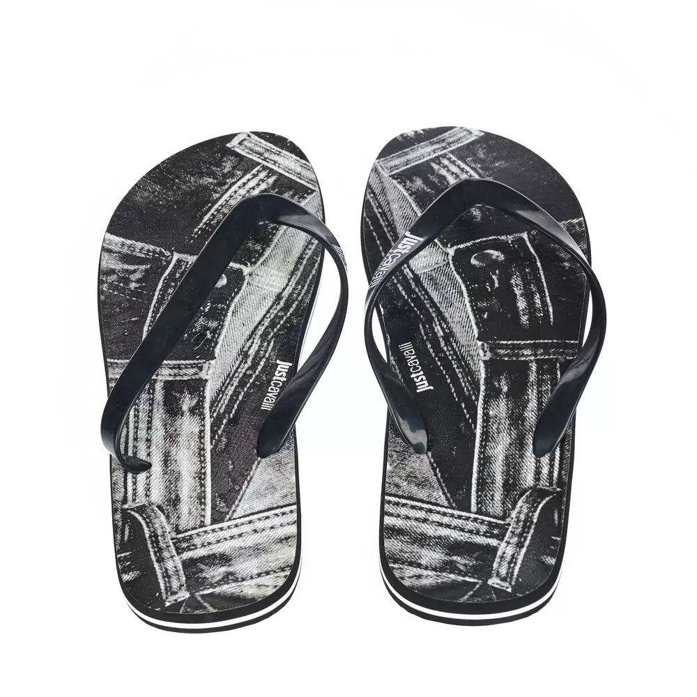 Sleek Black Logo Flip Flops for Men