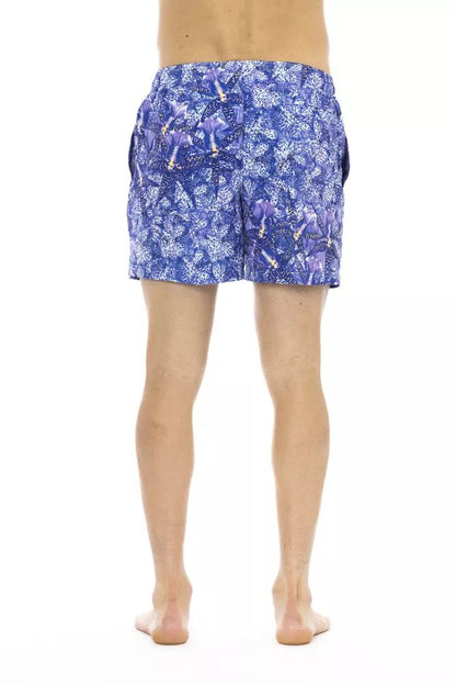 Chic Light Blue Printed Beach Shorts