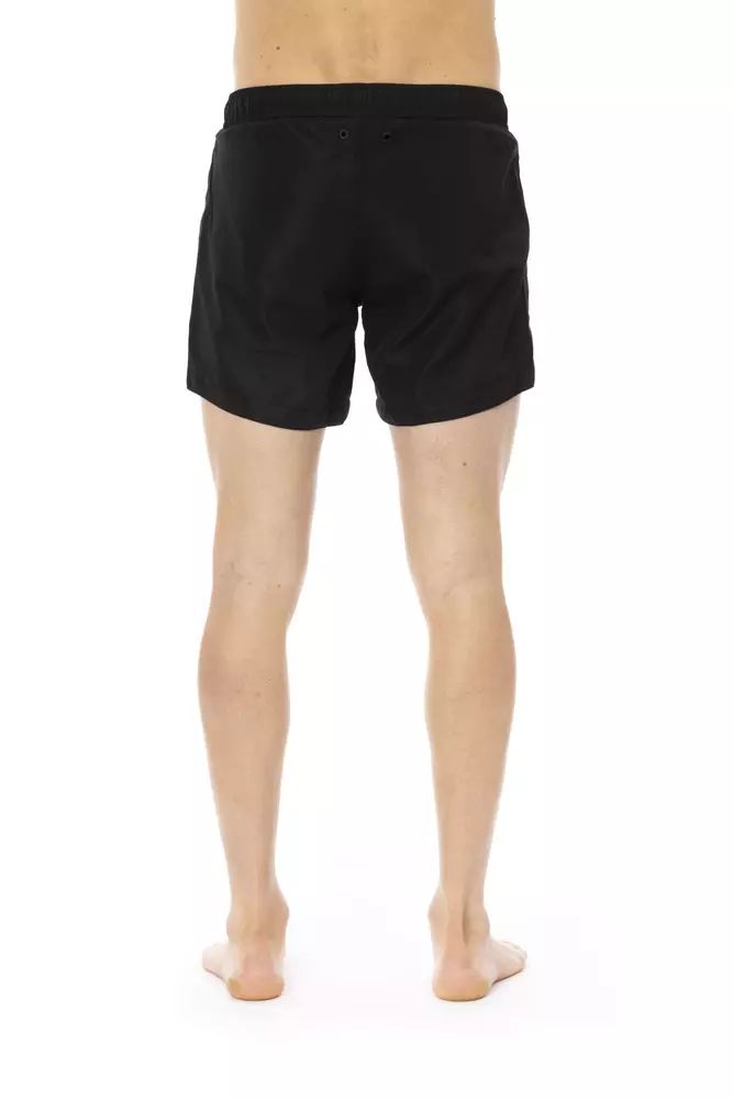 Chic Black Swim Shorts with Signature Band